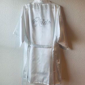 White bridal robe with sash